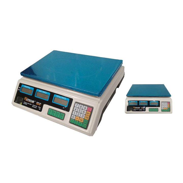 Digitális mérleg, árazó/mérő funkcióval 40 kg-ig, 220V LCD kijelzővel Hoteche