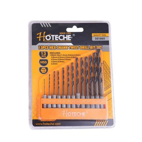  Fúró készlet fa 13 részes 1,5-6,5mm bit befogóval Profi Hoteche